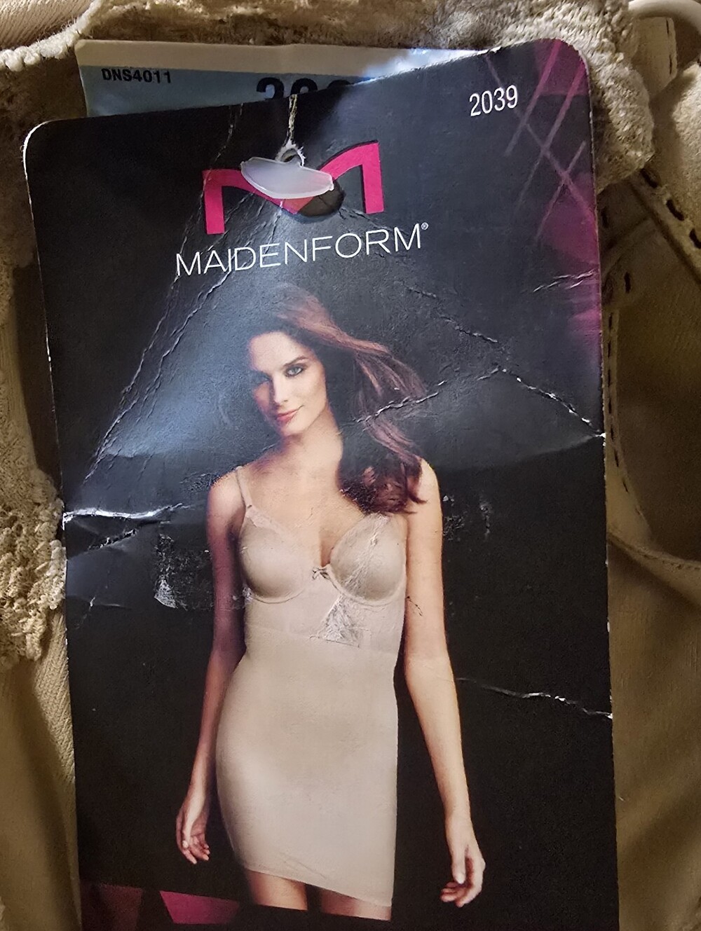 Maidenform Sz 36C Beige Built in Bra Attached Bodysuit Short Slip Shapewear NWT